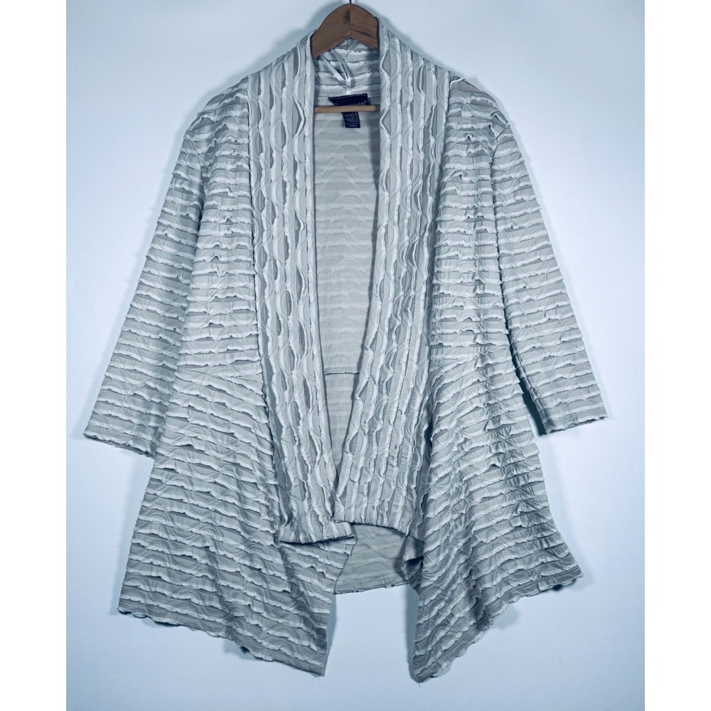 Frank Lyman‎ Cover Up Cardigan Womens 10 Cream Textured Open Front Asymmetrical